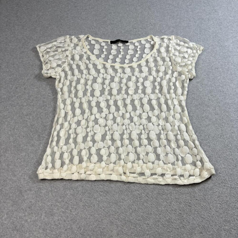 Limited Shirt Womens Medium White Sheer Lace Polka Dot Mesh Top Fairy Boho Y2K